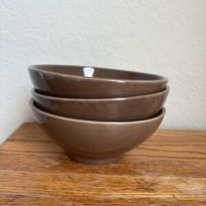 POTTERY BARN STUDIO BY BARBARA EIGEN COCO BROWN CEREAL BOWLS  - SET 3